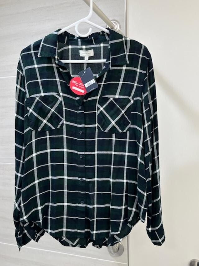 LUCKY BRAND SHIRT SIZE M BLACK & WHITE PLAID NEW WITH TAGS SHIPS FREE