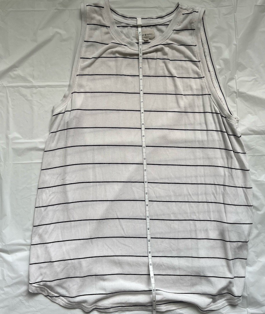 Thread & Supply Women’s White Black Striped Knit Crew Neck Tank Top XL