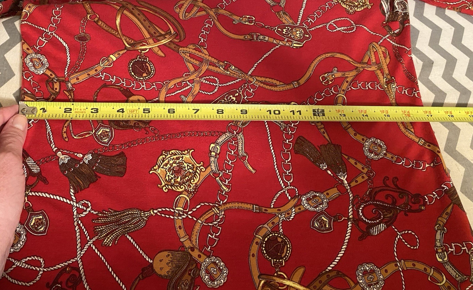 Talbots Wom M Waterfall Neck Blouse-Classic Designer Print-Jewels/Chains/Tassels