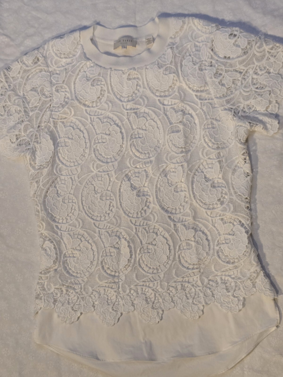 Ted Baker KITTA Womens Lace Front Sweater Top White Size 1 = US 2 to 4