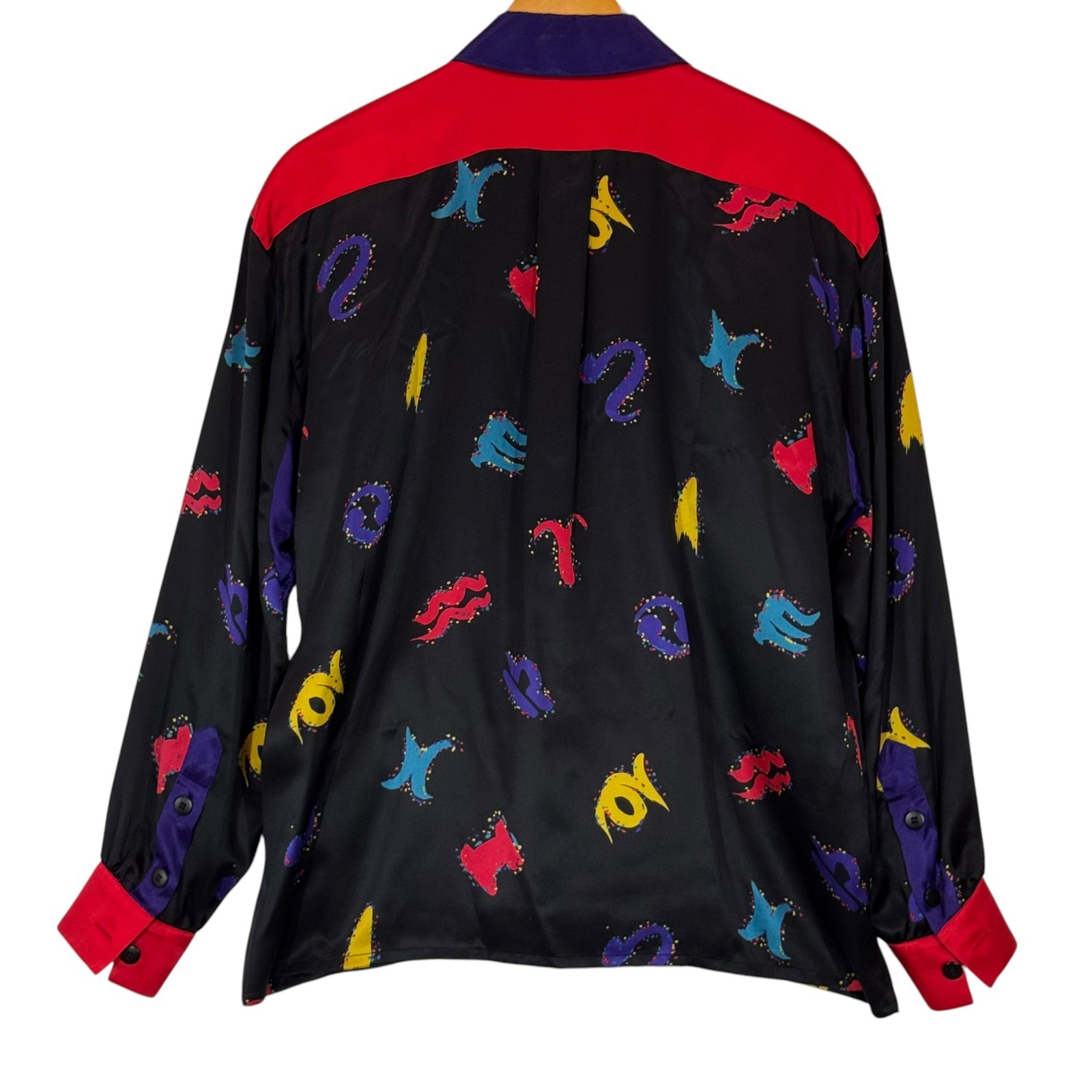Escada by Margaretha Ley Silk Blouse Women EU 40 Black Abstract 90’s Luxury VTG