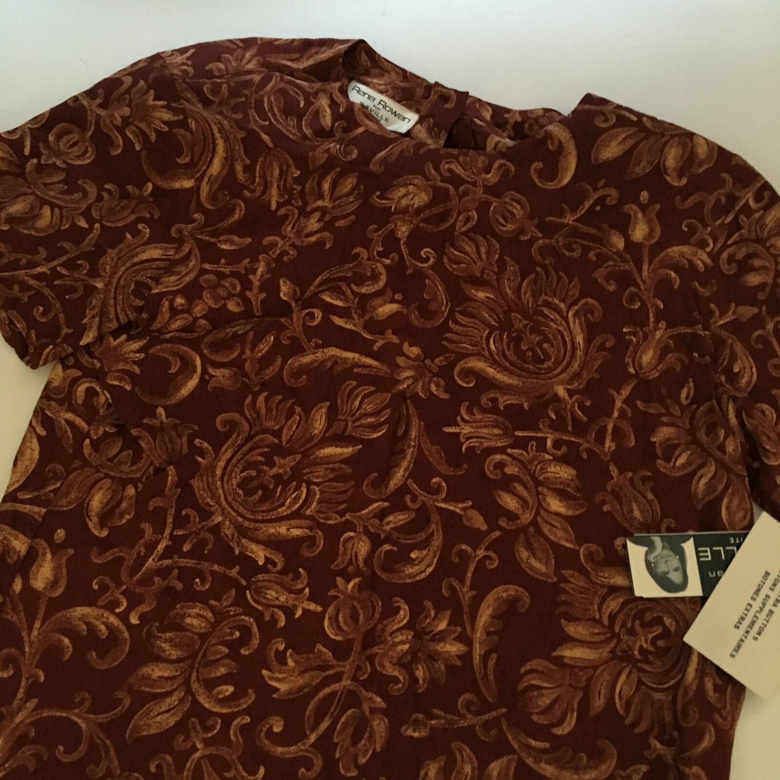 Vintage RENA ROWAN FOR SAVILLE Petite Paisley BLOUSE SIZE 6 with tags