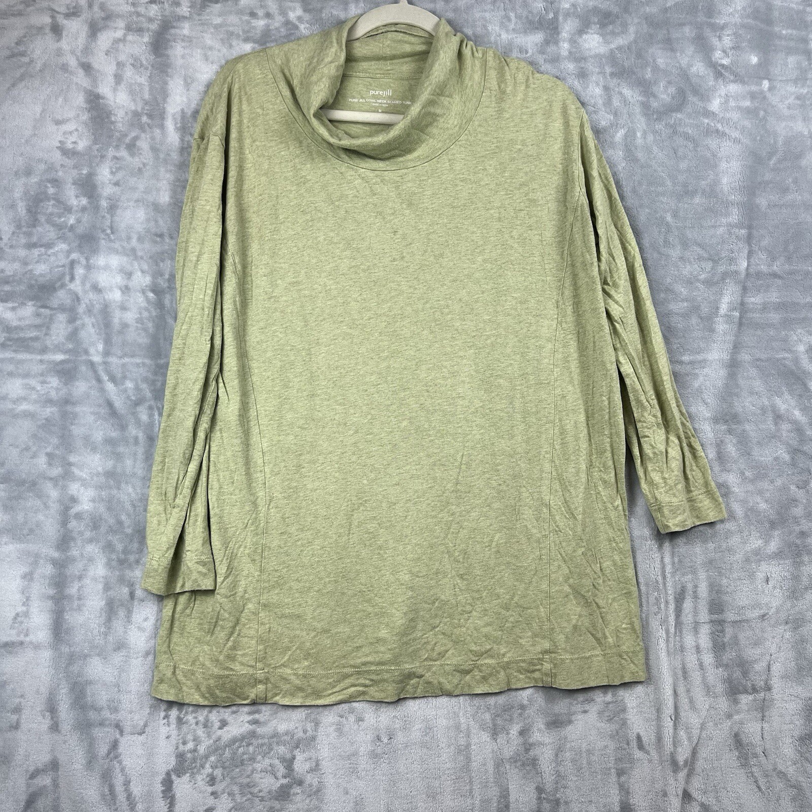 J Jill Pure Jill Medium Green Seamed Cow Neck Tunic Top 100% Pima Cotton