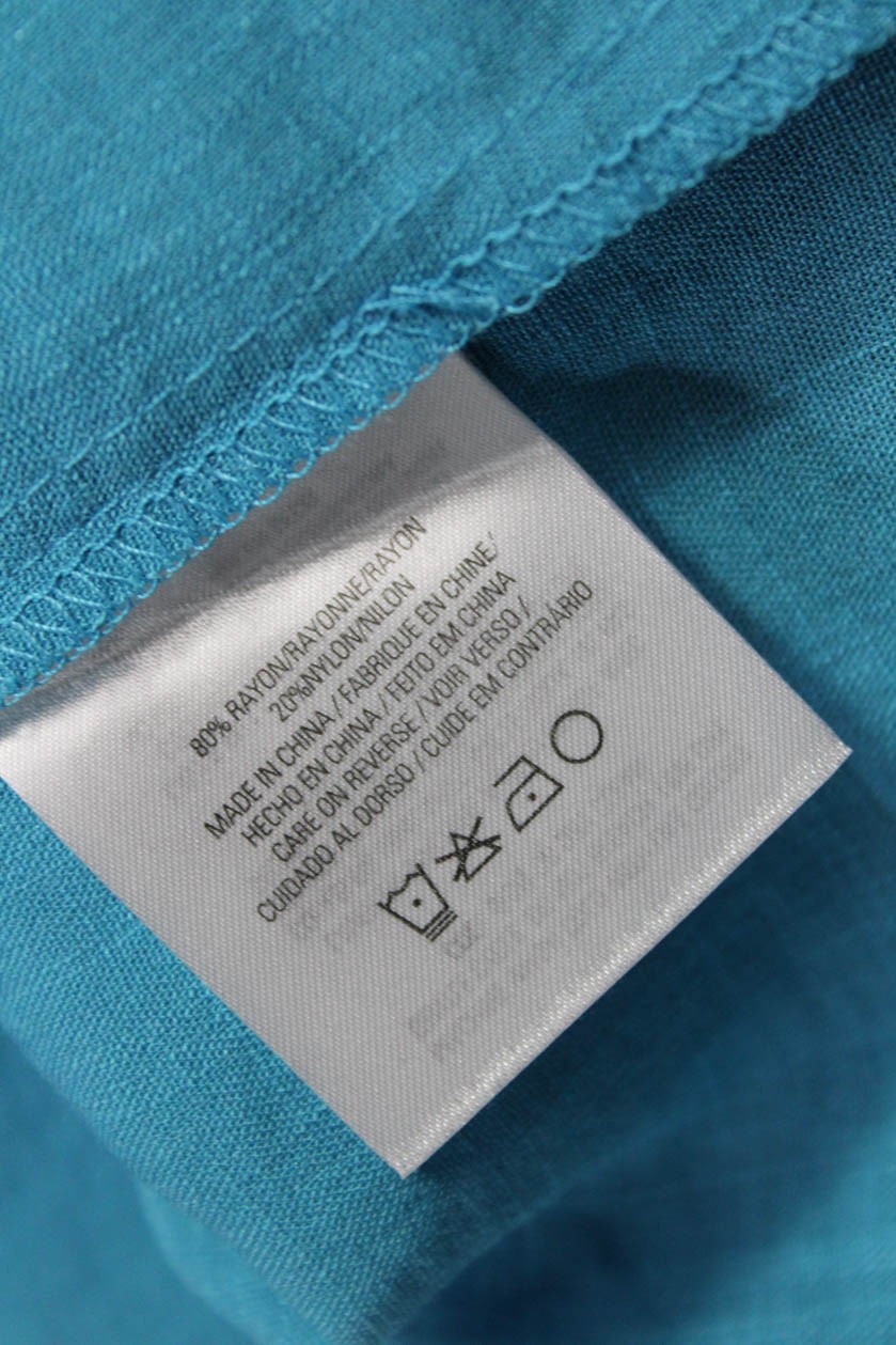 T Tahari Womens Tunic Blouse Blue Long Sleeve Round Neck Rayon Nylon Size M