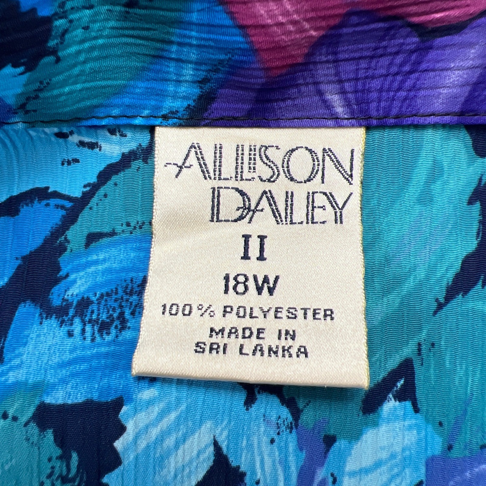 Vintage Allison Daley Blouse Top Womens 18W Multicolor Floral Print Button Front