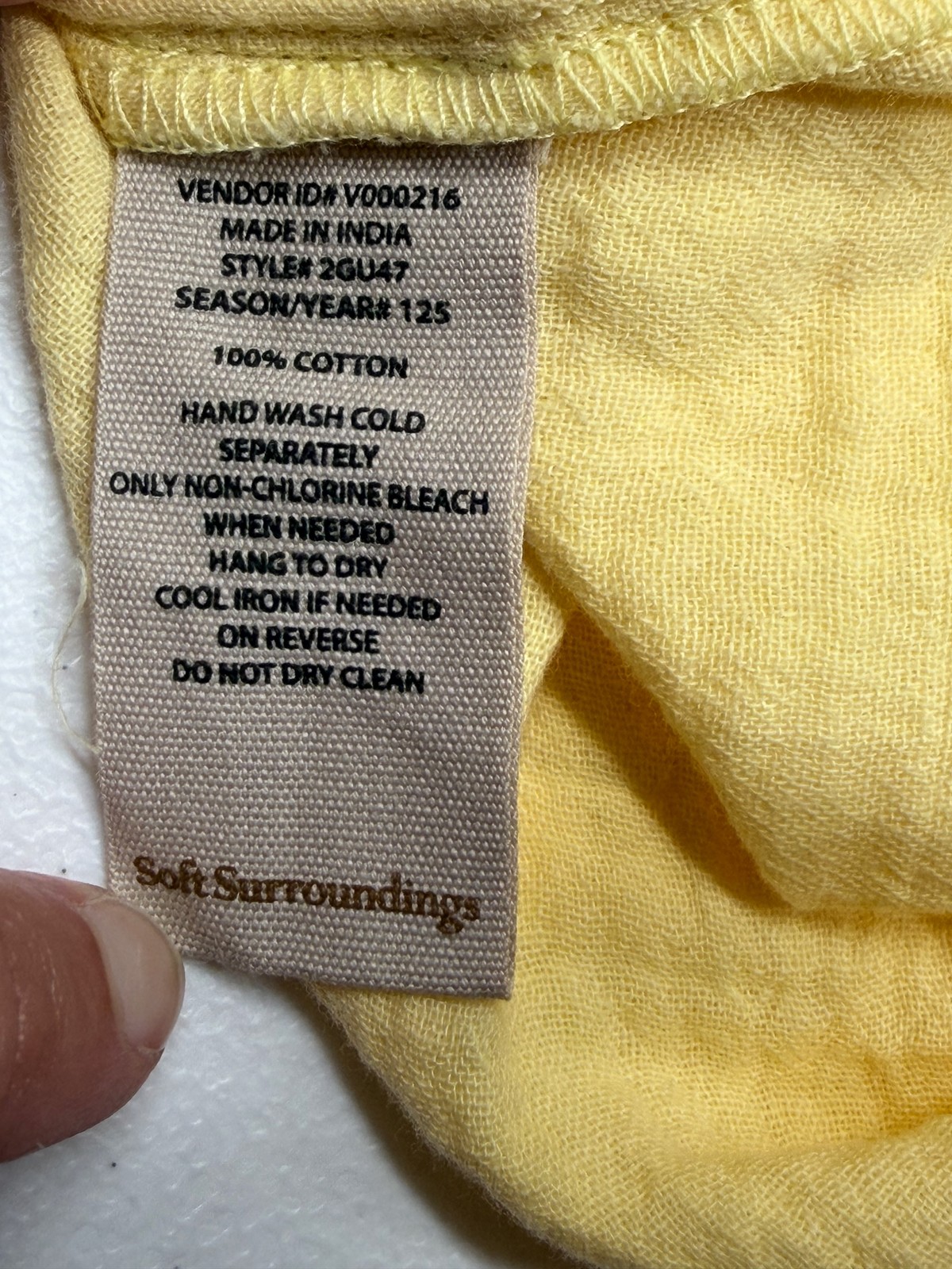 Soft Surroundings Top Womens Large Yellow Asymmetric Hem Boho Cotton Lagenlook