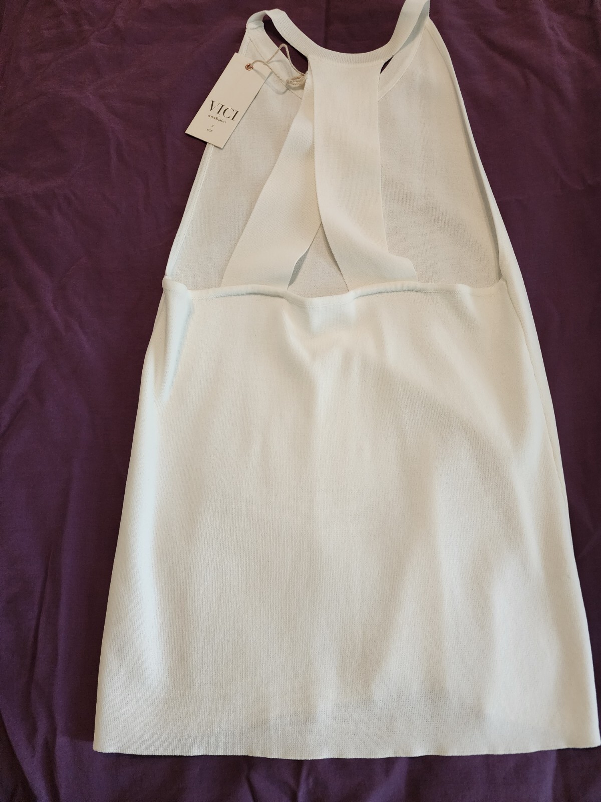 VICI knitted Halter, Size Xl, Cream, Rayon Nylon Blend, NWT