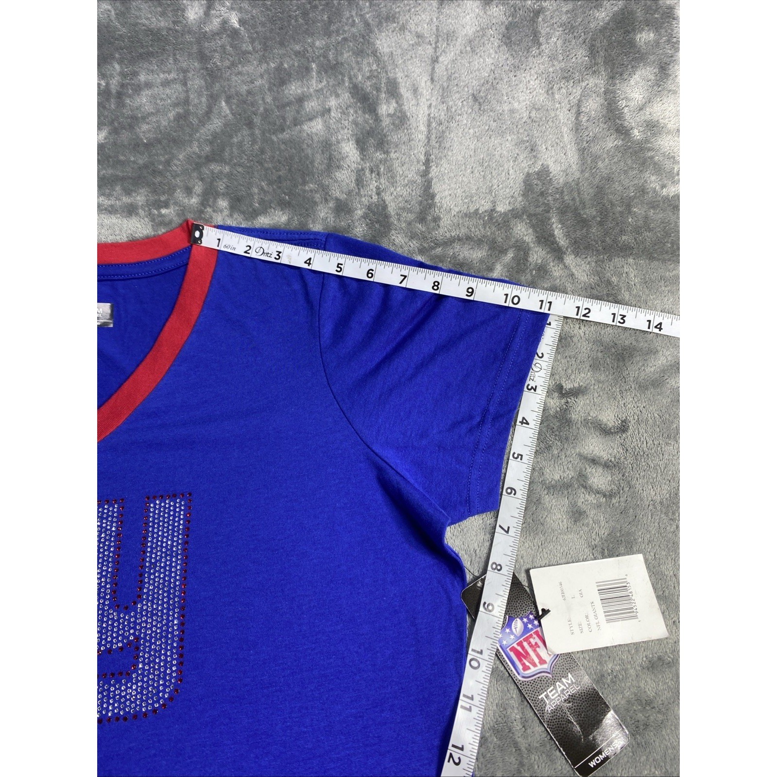 New York Giants Shirt Womens L Football Studded Big Logo Fan Apparel NFL New NWT