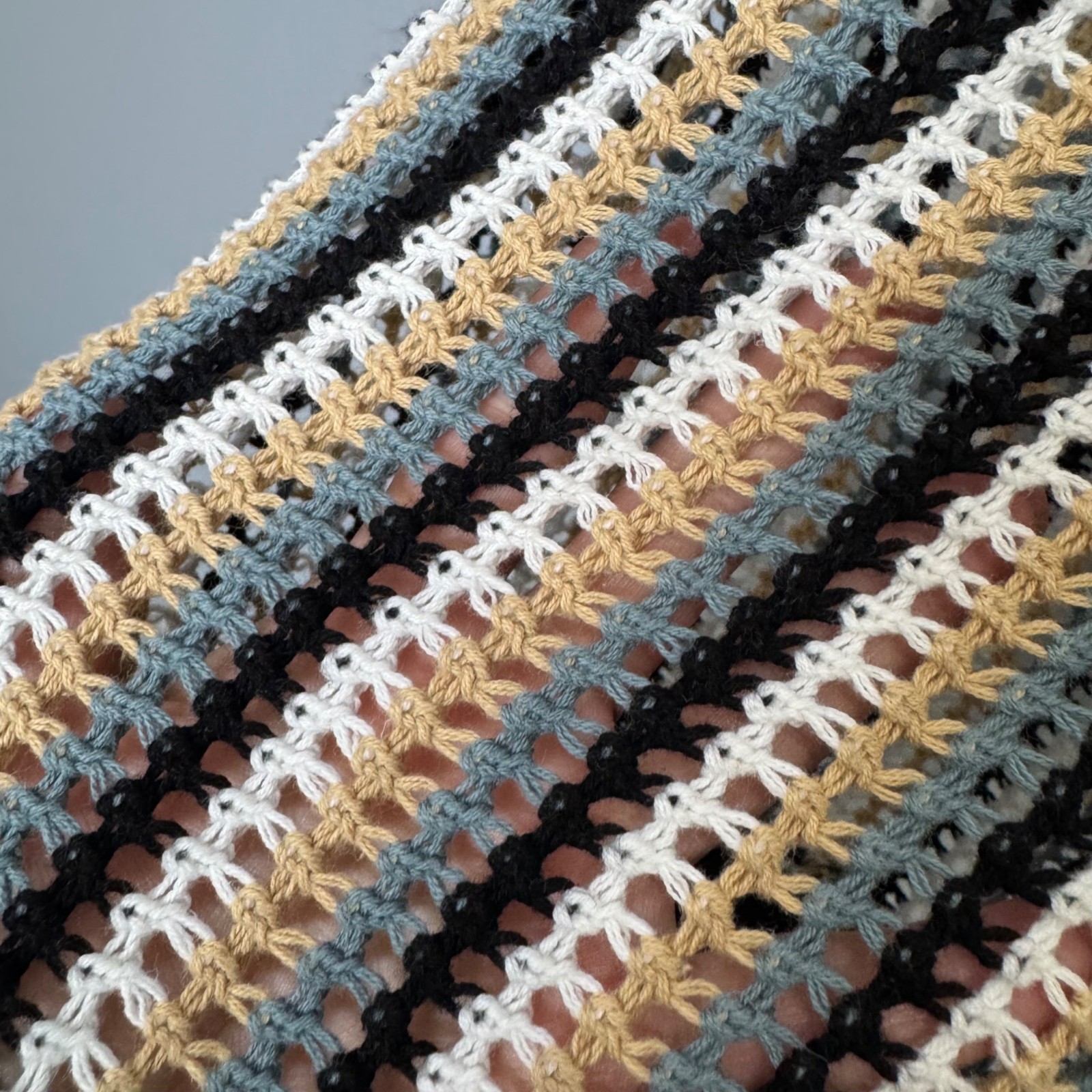 525 AMERICA krista stripe open stitch crochet sleeveless sweater size M Medium