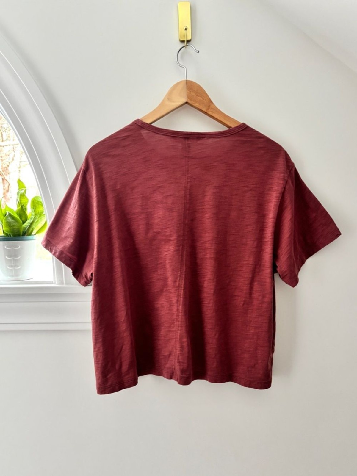 Athleta Essential Slub Tee XL Rosewood Pink Relaxed Boxy Short Sleeve Top NWOT