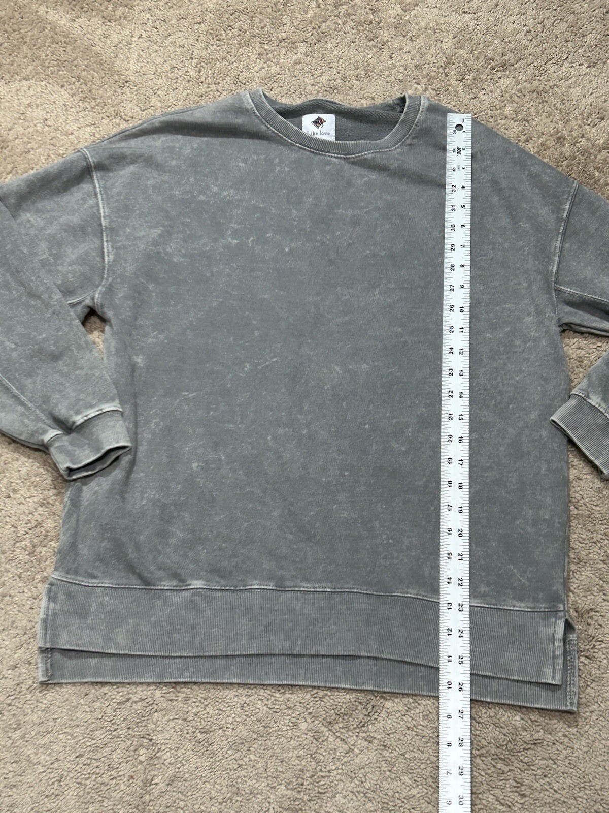 Like Love Womens Sweatshirt Size Small Gray Burnout Soft Classic Casual Comfort