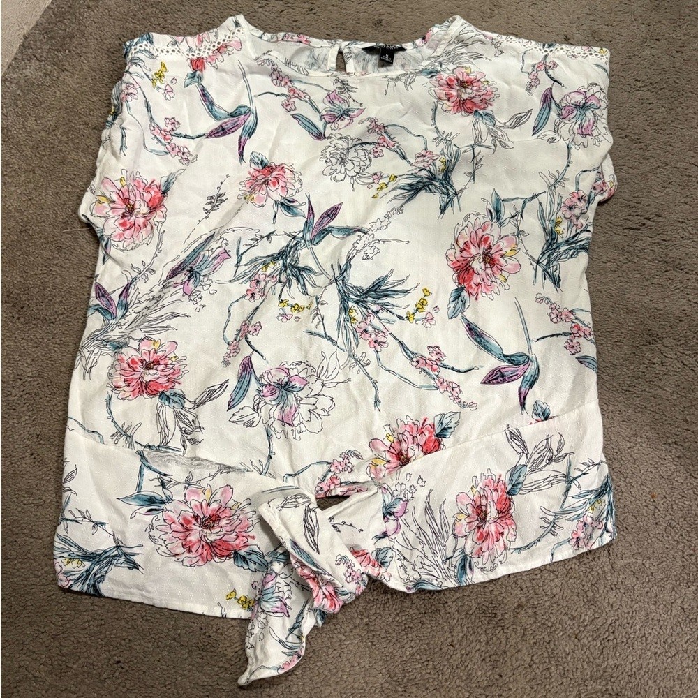 Buffalo David Bitton Women’s Floral Blouse – White and Pink