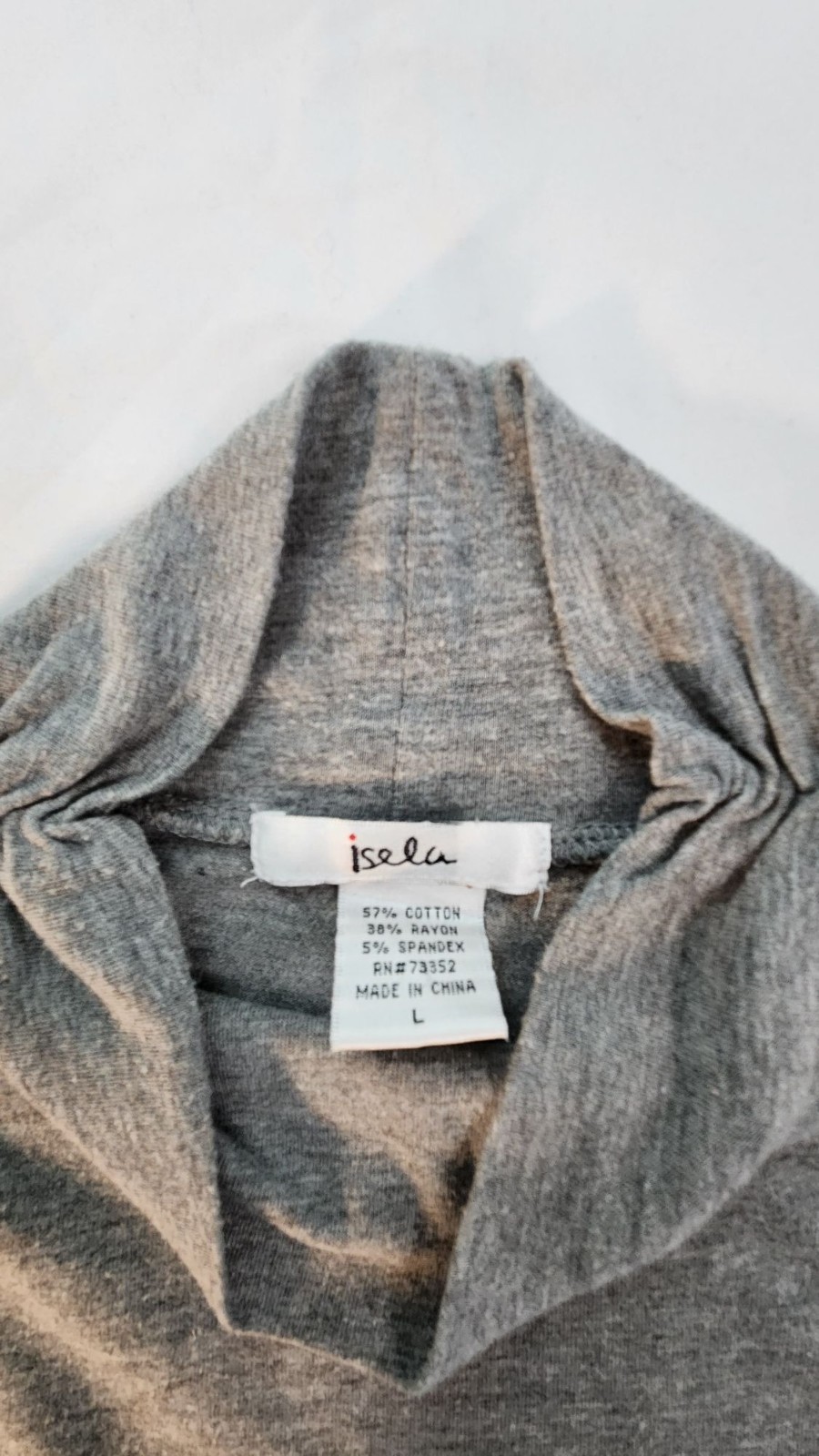 Isela Gray Turtleneck Top L Soft Stretch Knit Minimalist Long Sleeve Lounge Wear