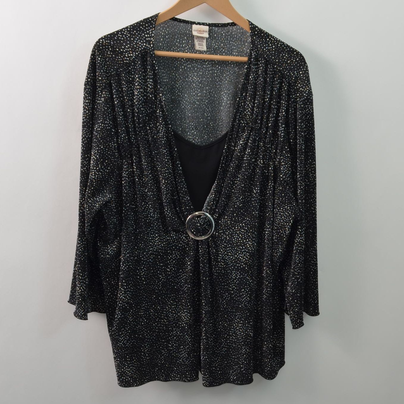 Covington Blouse Womens 24-26W 3X Polyester Black Layered Look