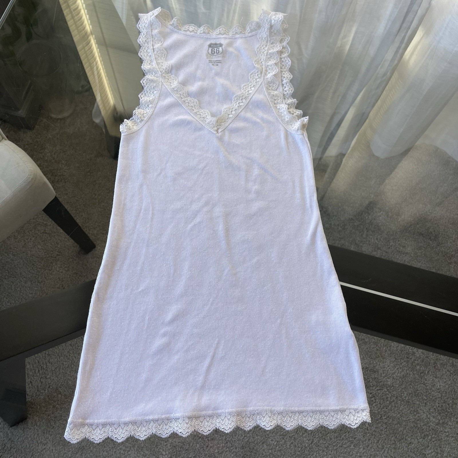 Route 66 Womens Y2K Lace Trim Preppy Cami Size XS White 90S Staple Classic