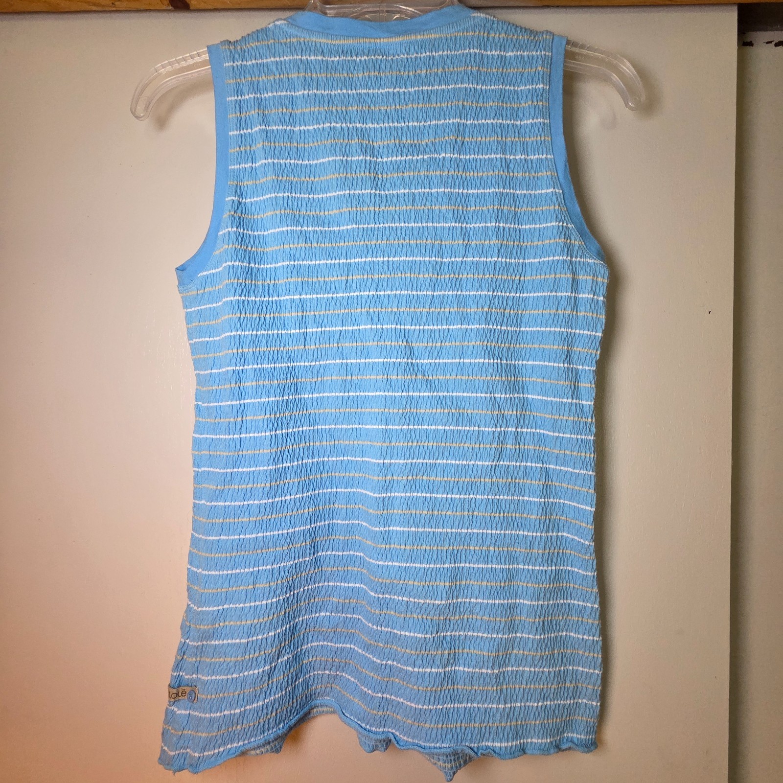 Lole Women’s Tank Top Size Medium Blue Striped 100% Cotton Summer Sleeveless