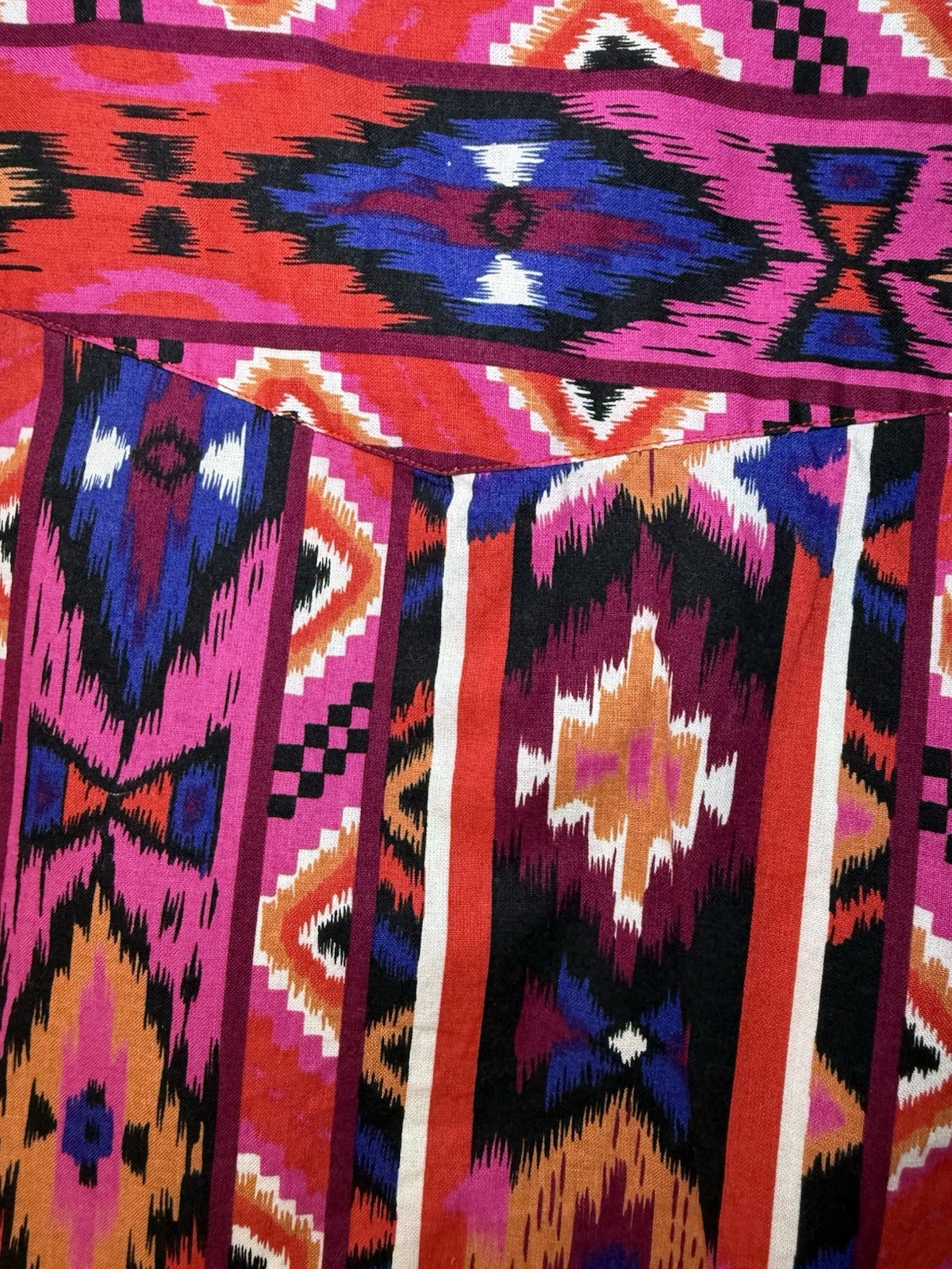 Vintage Wrangler Western Shirt Aztec Southwestern Pink Button Front