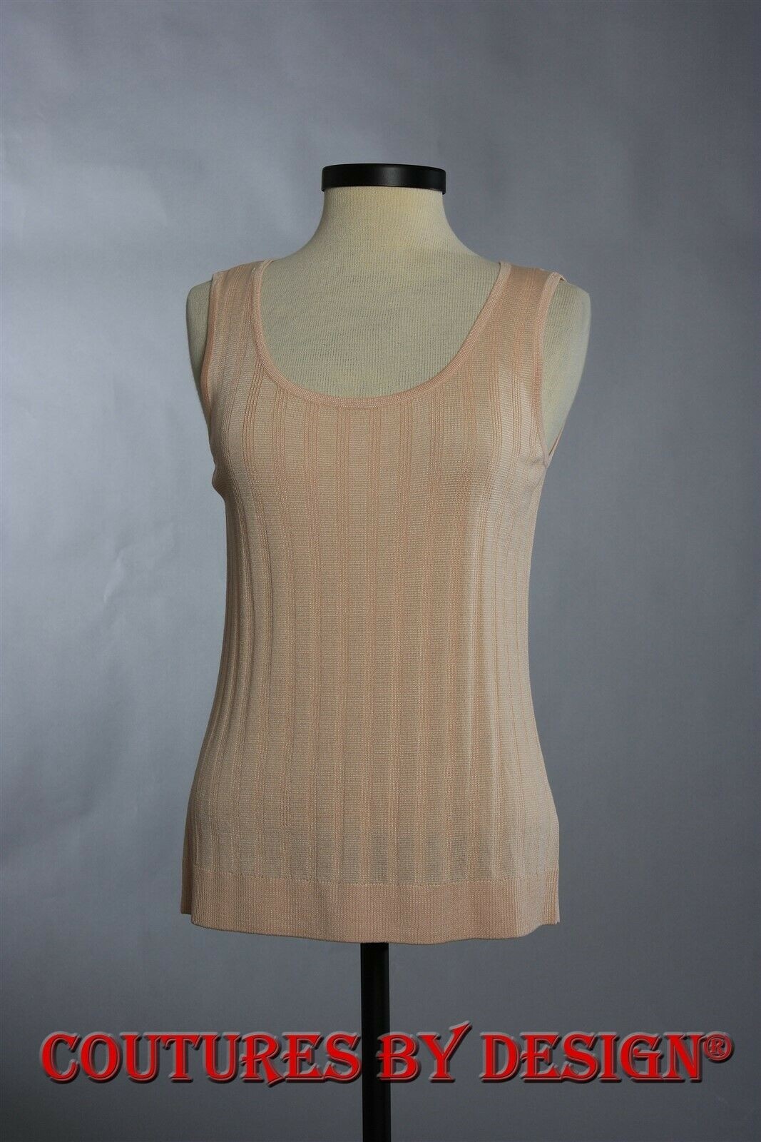 St John Knits Fine Gauge Ribbed Tank,Top,Shell Peach Sz Medium NWT MSRP $295