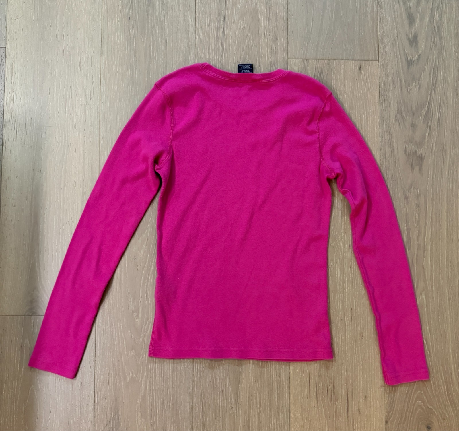 Ralph Lauren Sport Womens M Pink Long Sleeve Cotton Crewneck Pony Logo Tee