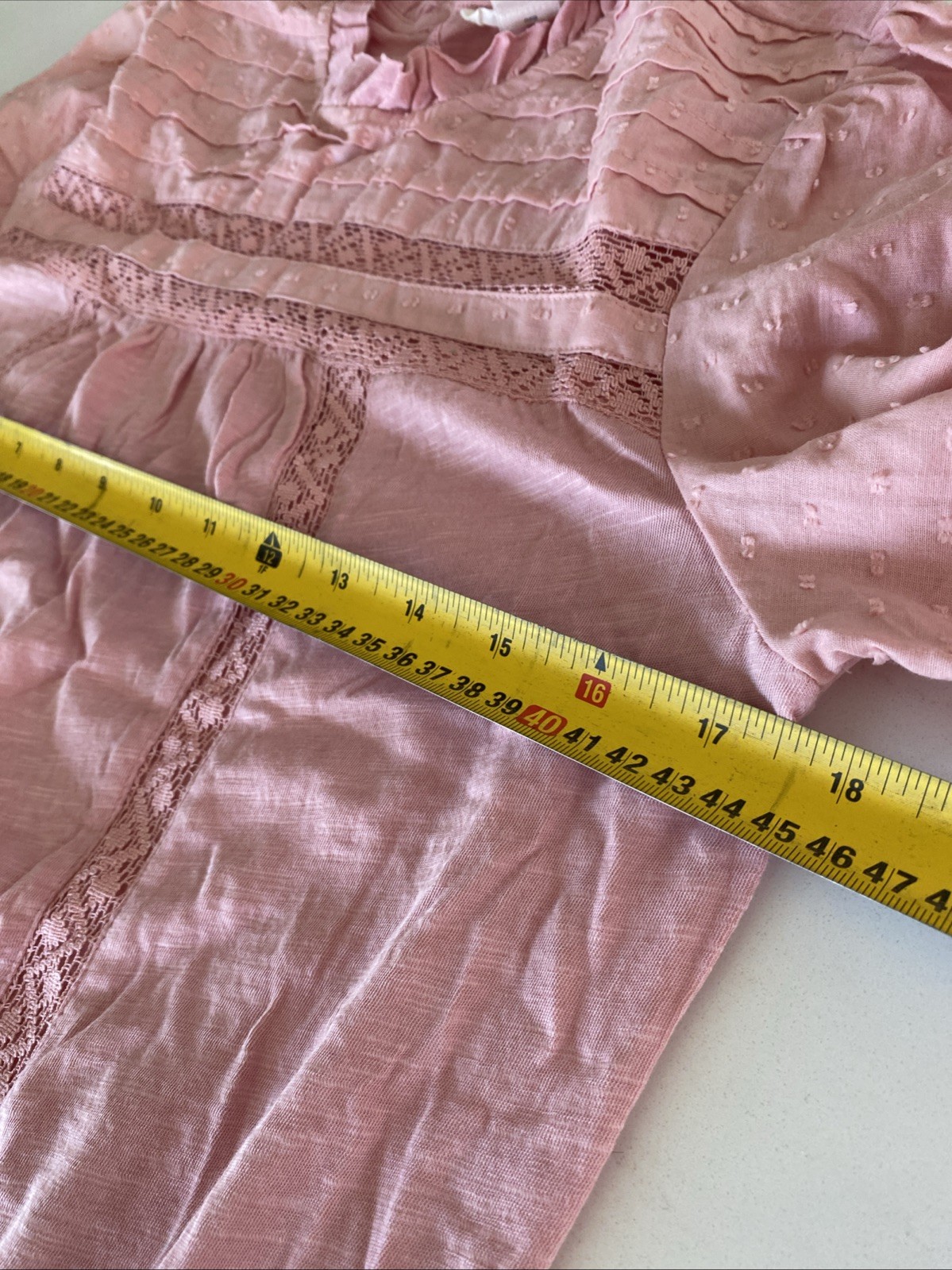NWT Caslon Women’s Sz S Pink Balloon Sleeve Ruffle Neck Cottagecore Lace