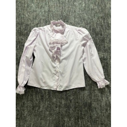 Rhapsody Lace Ruffle Blouse L Pink Victorian Cottagecore Top Vintage Style