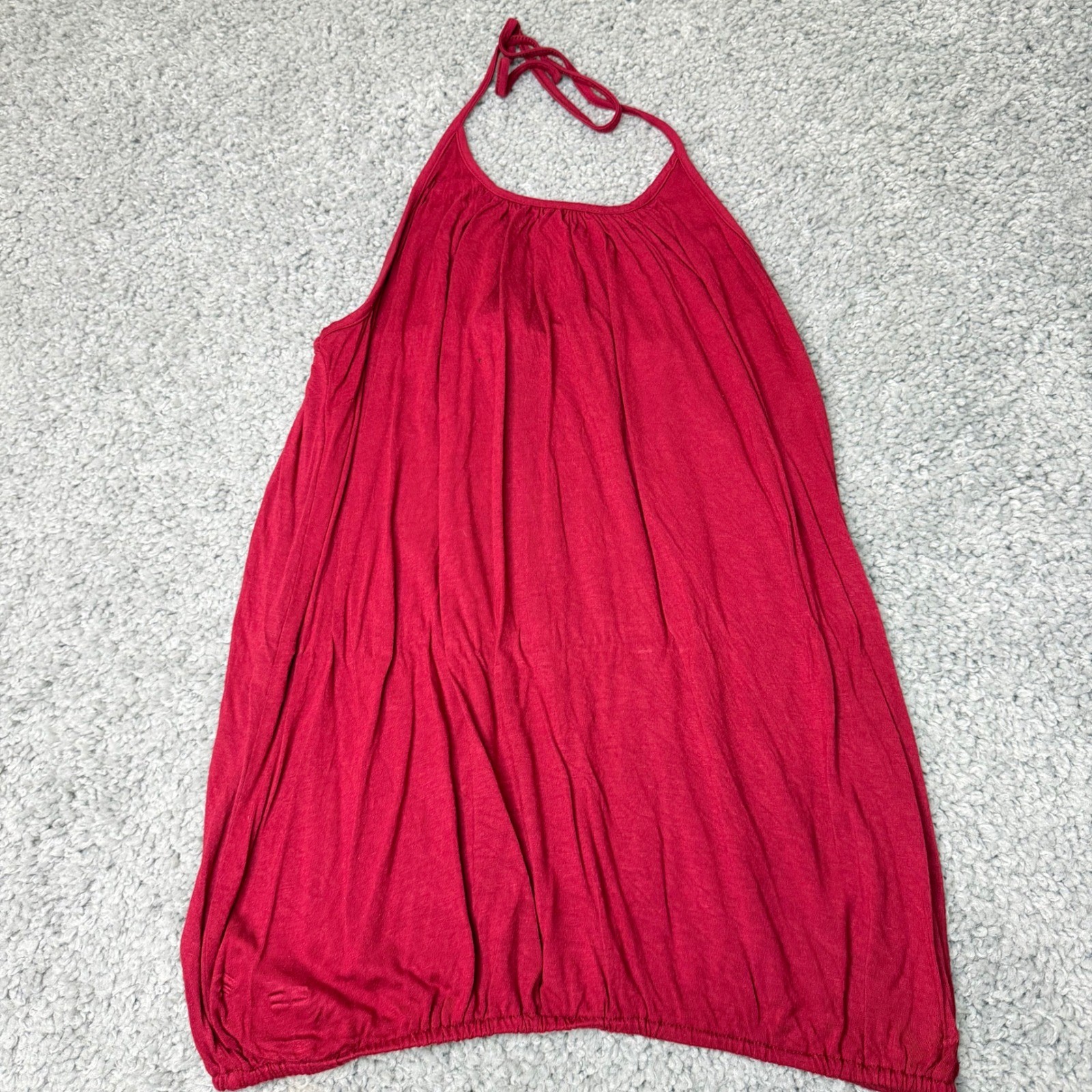 Urban Nomad Earthbound Trading Co Red Halter Top Bubble Hem Boho Blouse L/XL