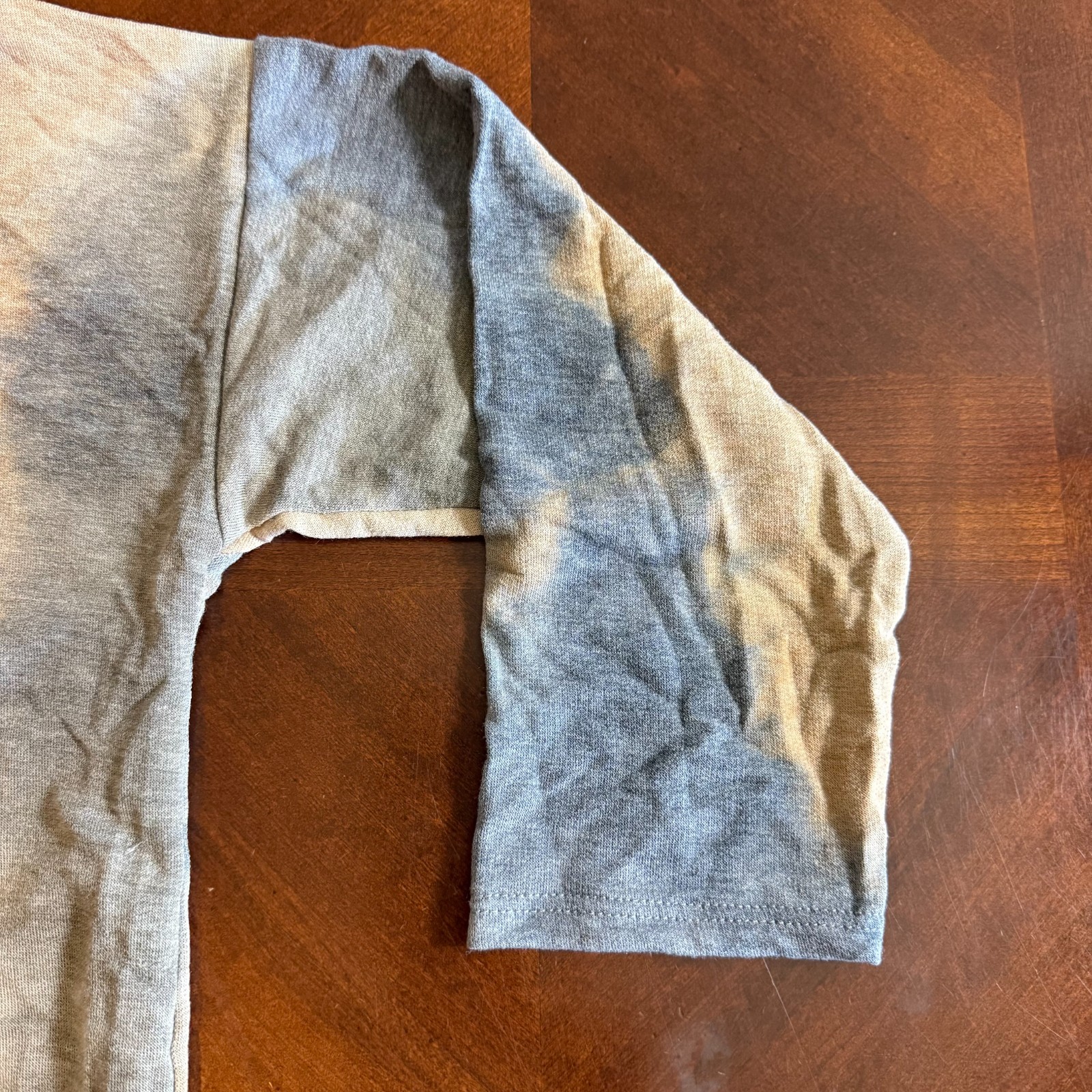 Women’s Tie Dye Hoodie Tunic Top Ruffle Hem Beige Gray Boho Style 2XL
