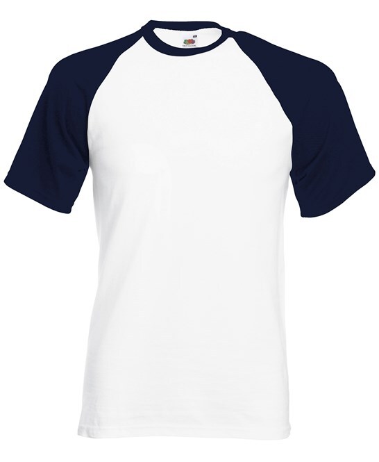 Personalised Custom Fruit of the Loom Short Sleeve Baseball T-shirt Sports SS026