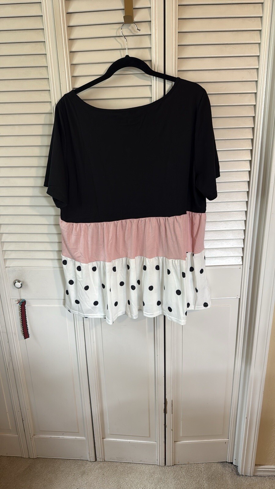 Bloom Chic Womens Multicolor Colorblock Short Sleeve Blouse Top Size 14-16