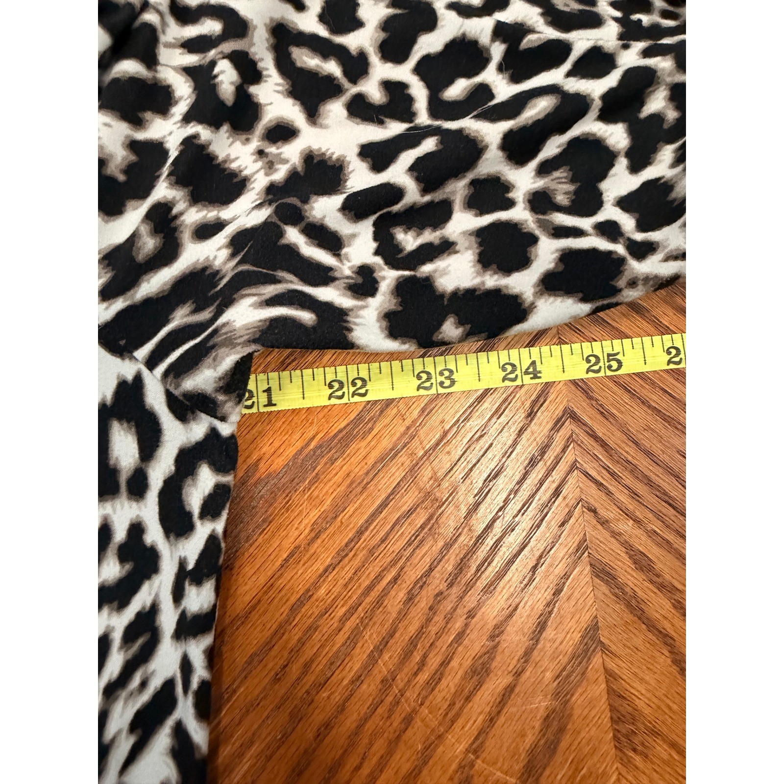Christopher & Banks Leopard Print Tunic Top Black White 3/4 Sleeve Large