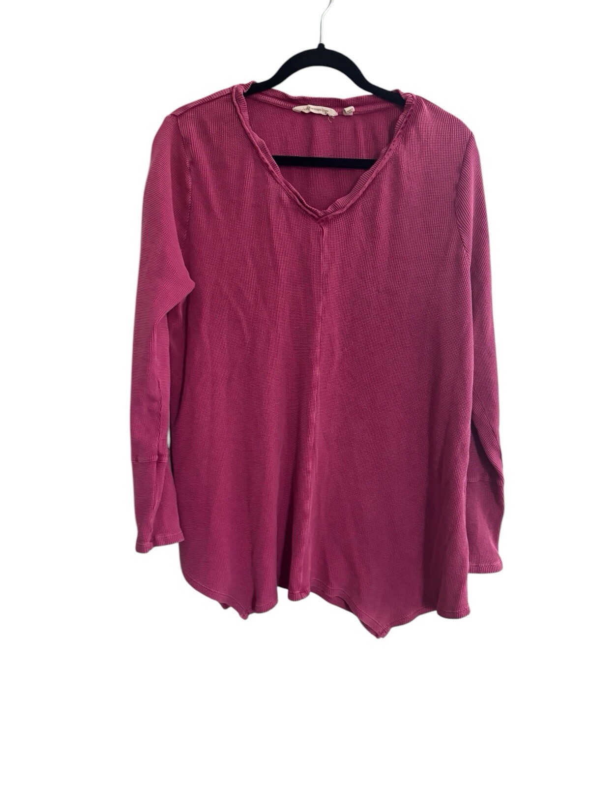 Soft Surroundings Large Thermal Assymetrical Tunic Waffle Fuschia Top #3863