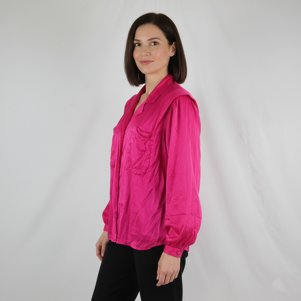 VTG Condor Women Pink Shirt Blouse 100% Silk Sz 6