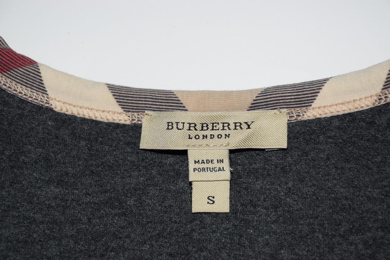 AUTHENTIC WOMEN’S BURBERRY BLOUSE NOVA CHECK TRIM STRETCH TOP Sz. S P2P 17″ MINT