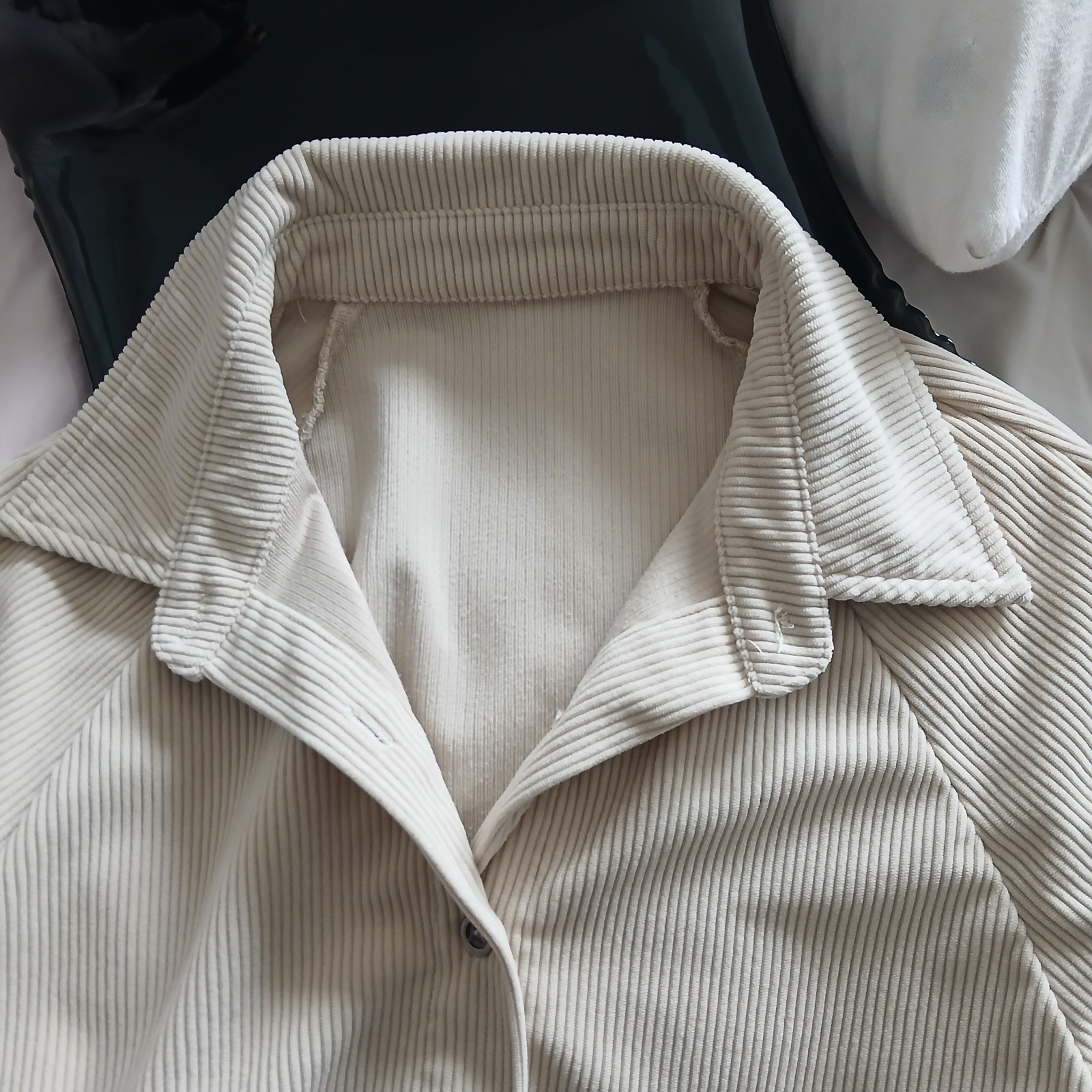Womens Medium Long Sleeve Button Down Beige Shirt Dress