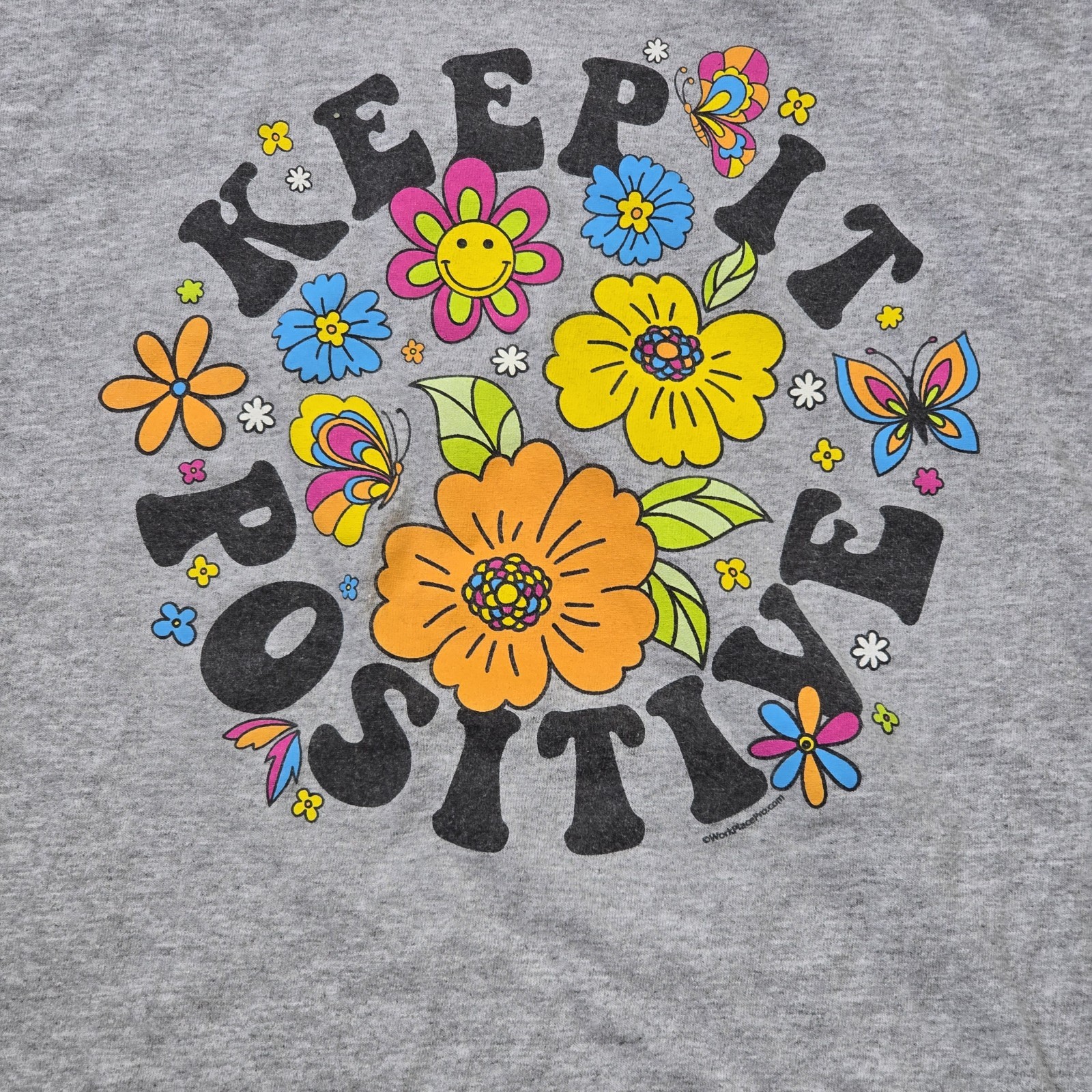 Women’s XL Gray Butterfly Graphic T-Shirt Keep It Positive Inspirational Casual