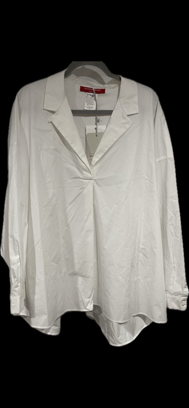 MARINA RINALDI SPORT WHITE POPOVER COTTON BLOUSE TUNIC US-20 NWT