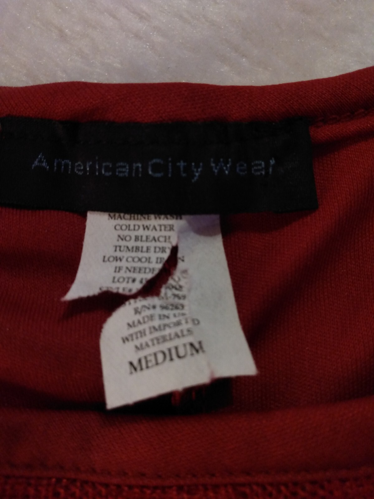American City Wear Top Deep Red Lined Lace Mesh Swing Sz M