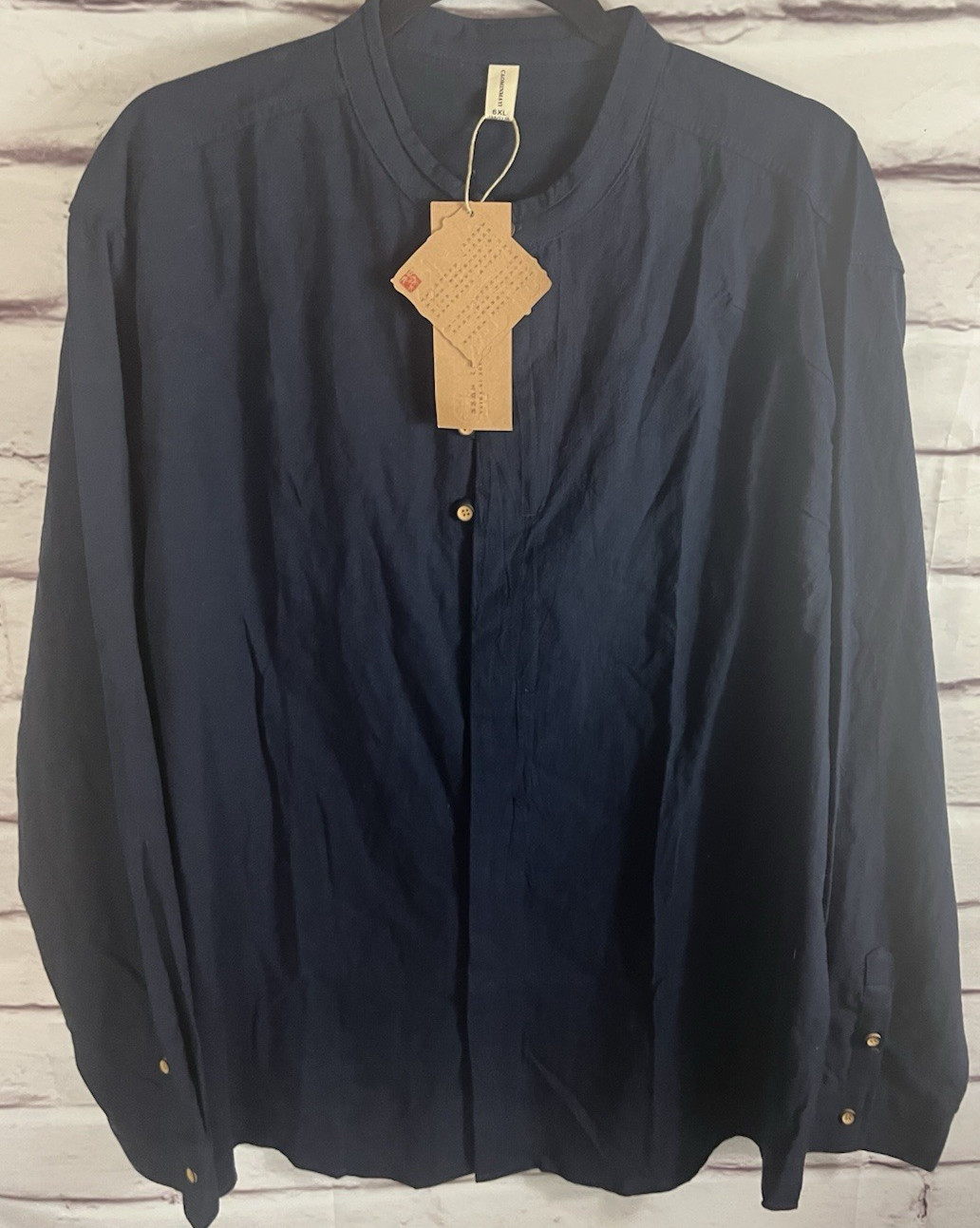NWT Caominmayi Women’s Size 6XL Blue Long Sleeve Button Up Shirt