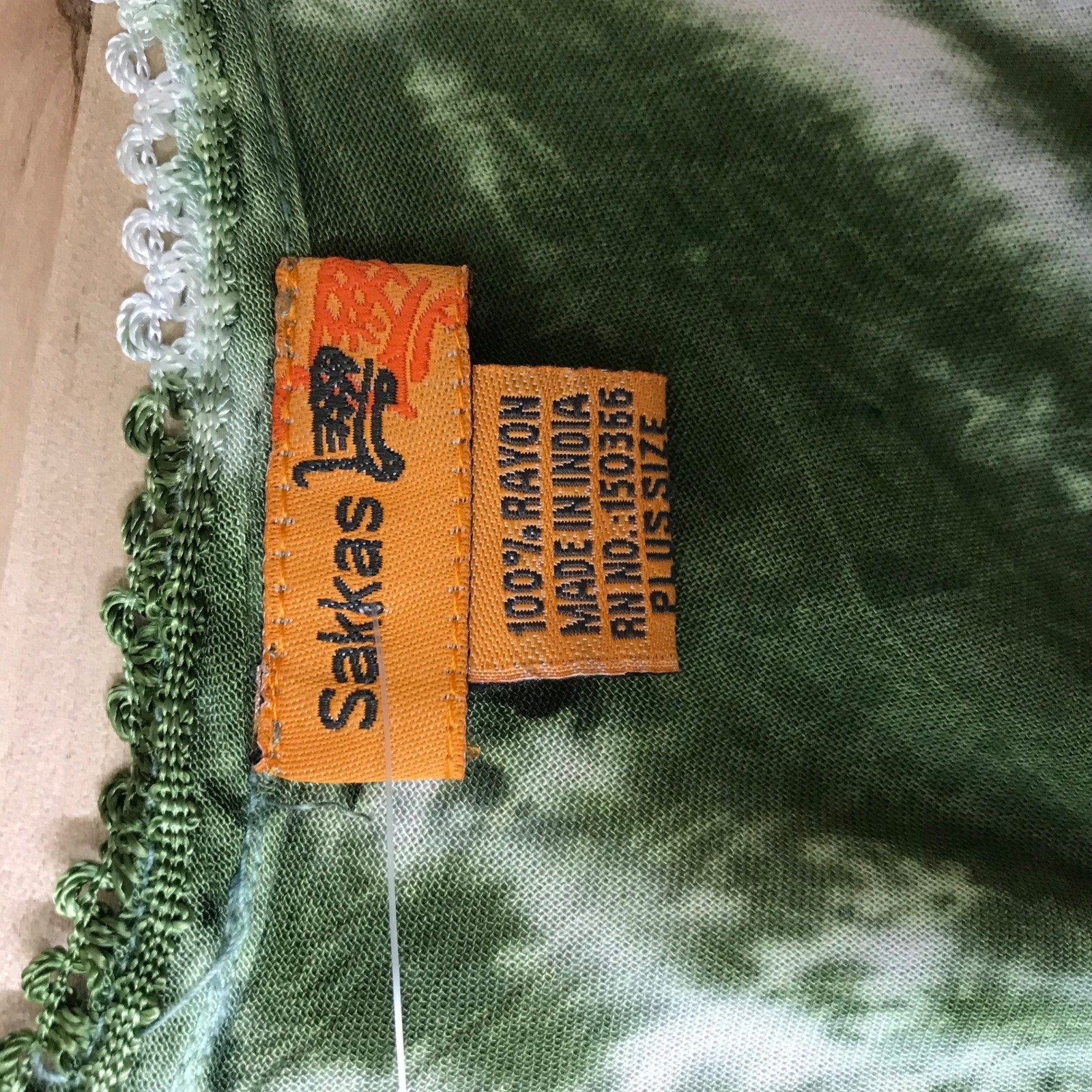 Sakkas Green Tie Dye Boho Tunic Top Plus Size Lace Embroidery Sequin TS-2209 NEW