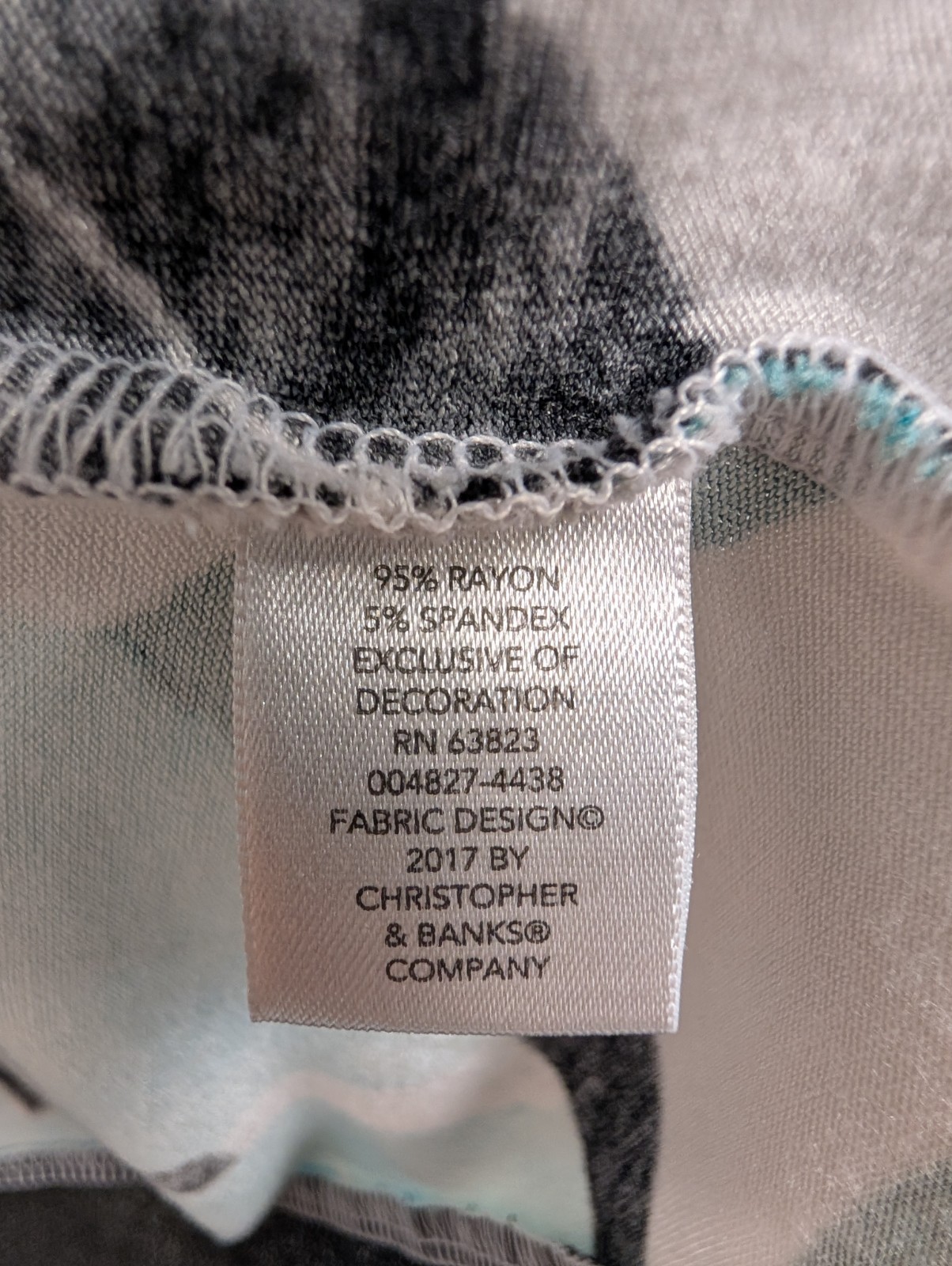 Christopher & Banks Medium Asymmetrical Hem Ferns And Black Stripes Blouse