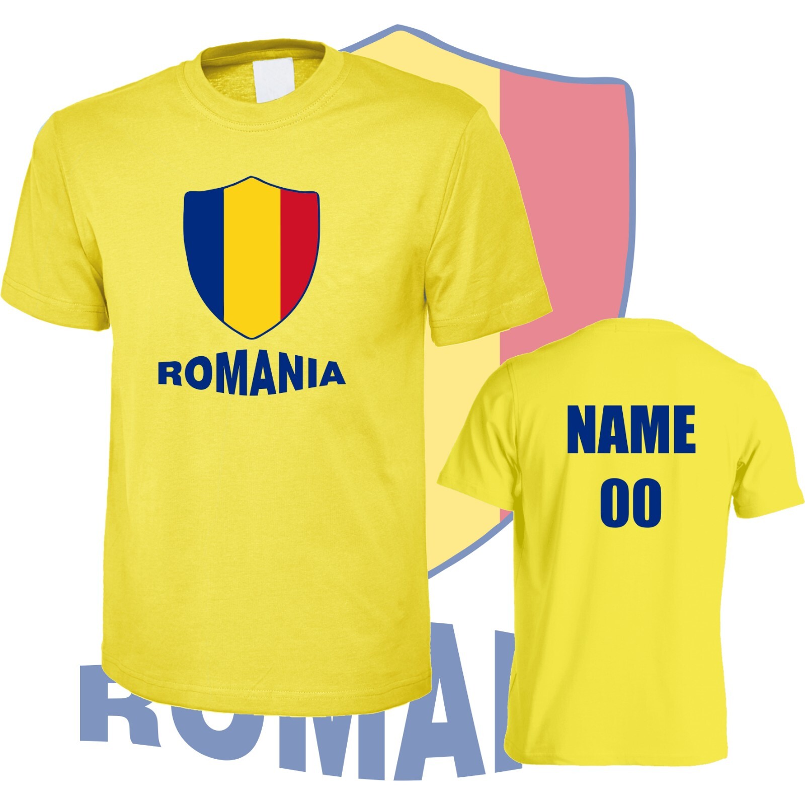 Pesonalise Romania Football T Shirt, Romania soccer tshirt, Romania flag badge