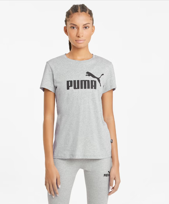 PUMA Women’s Essentials Logo Tee,style#58597303,size S, color Light Gray Heather