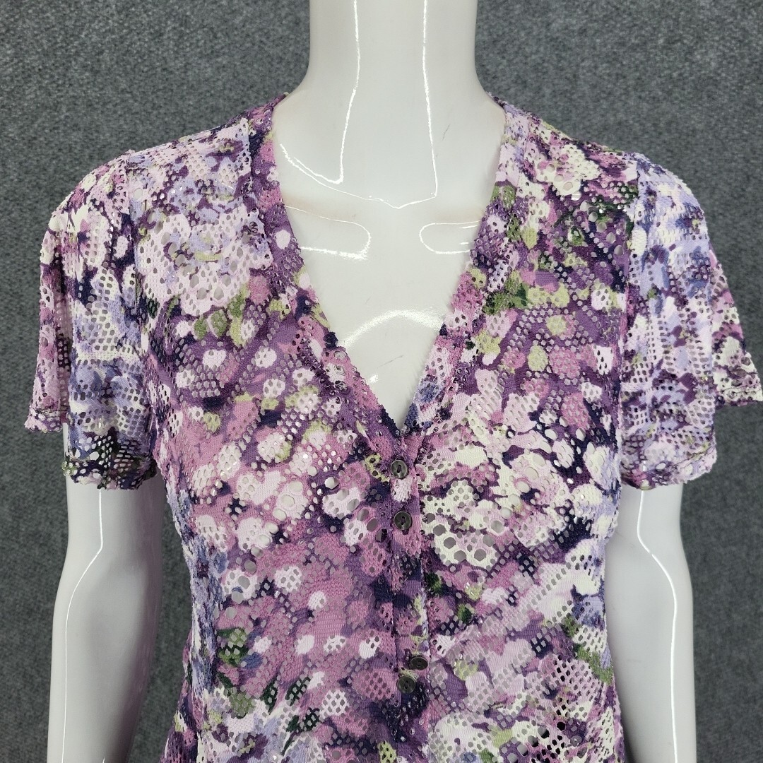 Womens Printed Button Dressy Cropped Shrug Top XX-Small Sz Lilac Coverup
