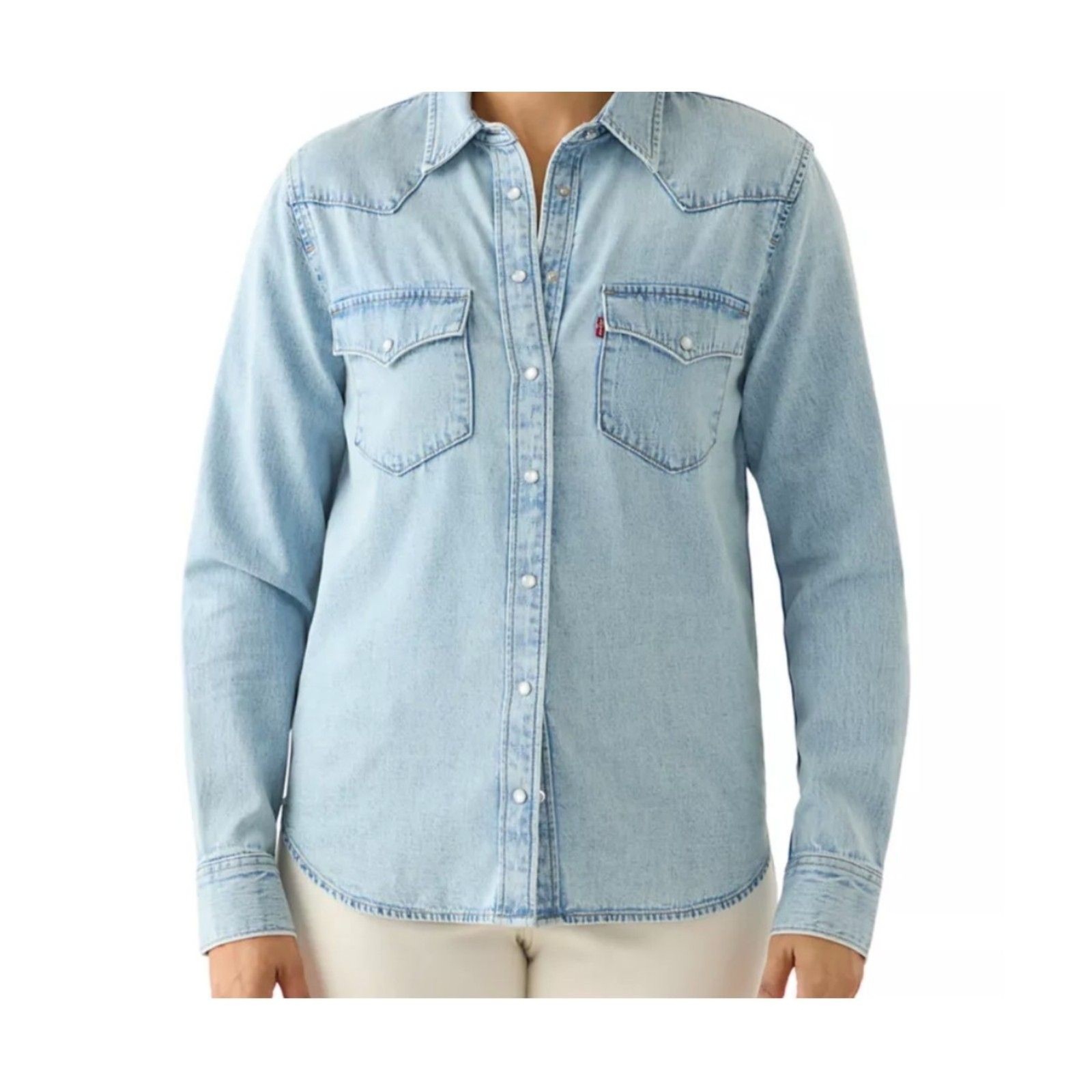 Levis Denim Pearl Snap shirt Light wash Large