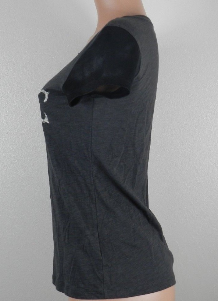 Express “NYC Rodeo” Women’s Size Small Gray Black Shirt SS Studded Neckline