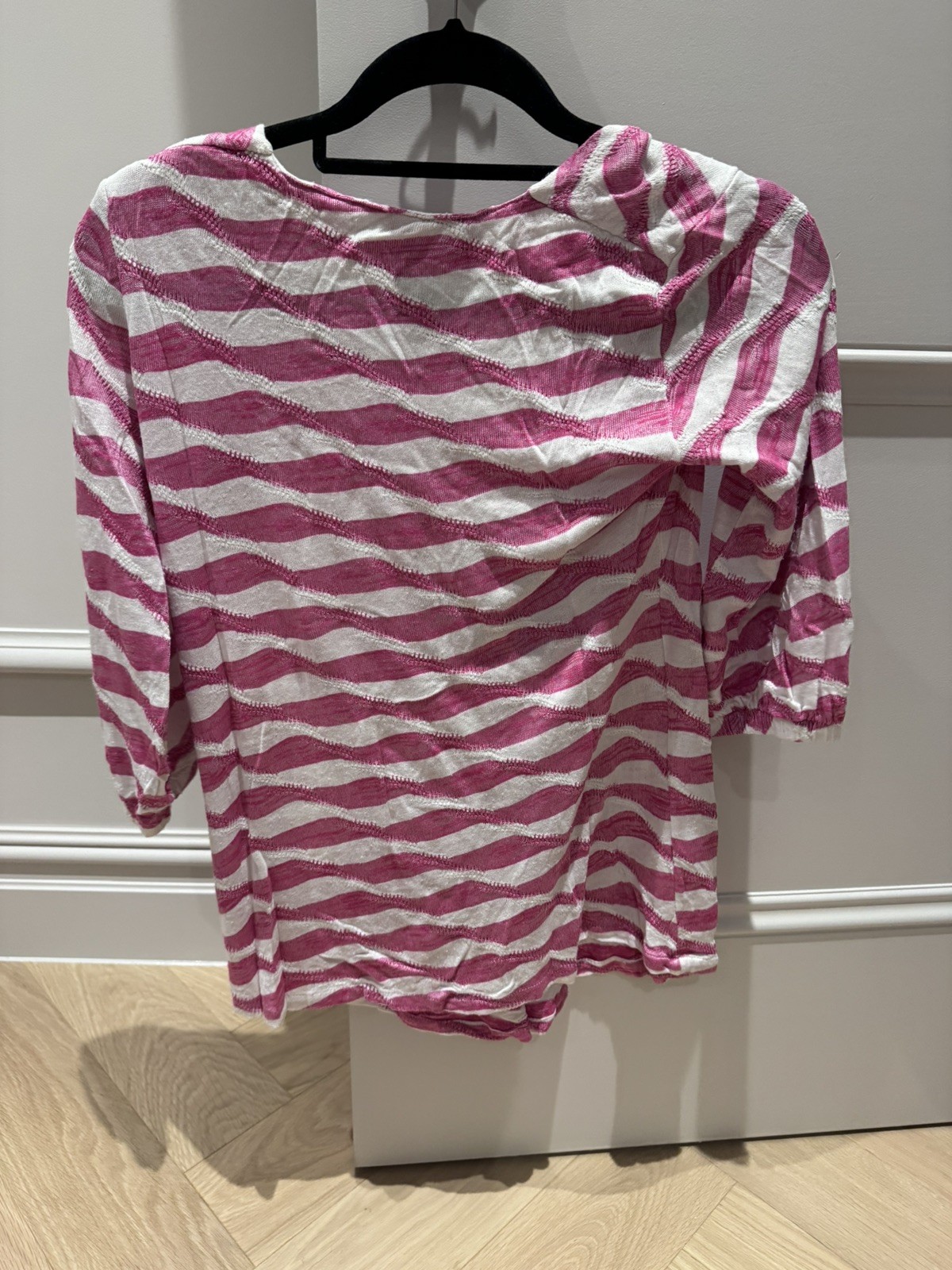 Women’s James Lakeland Pink And White Stripe Top With 3/4 length sleeves