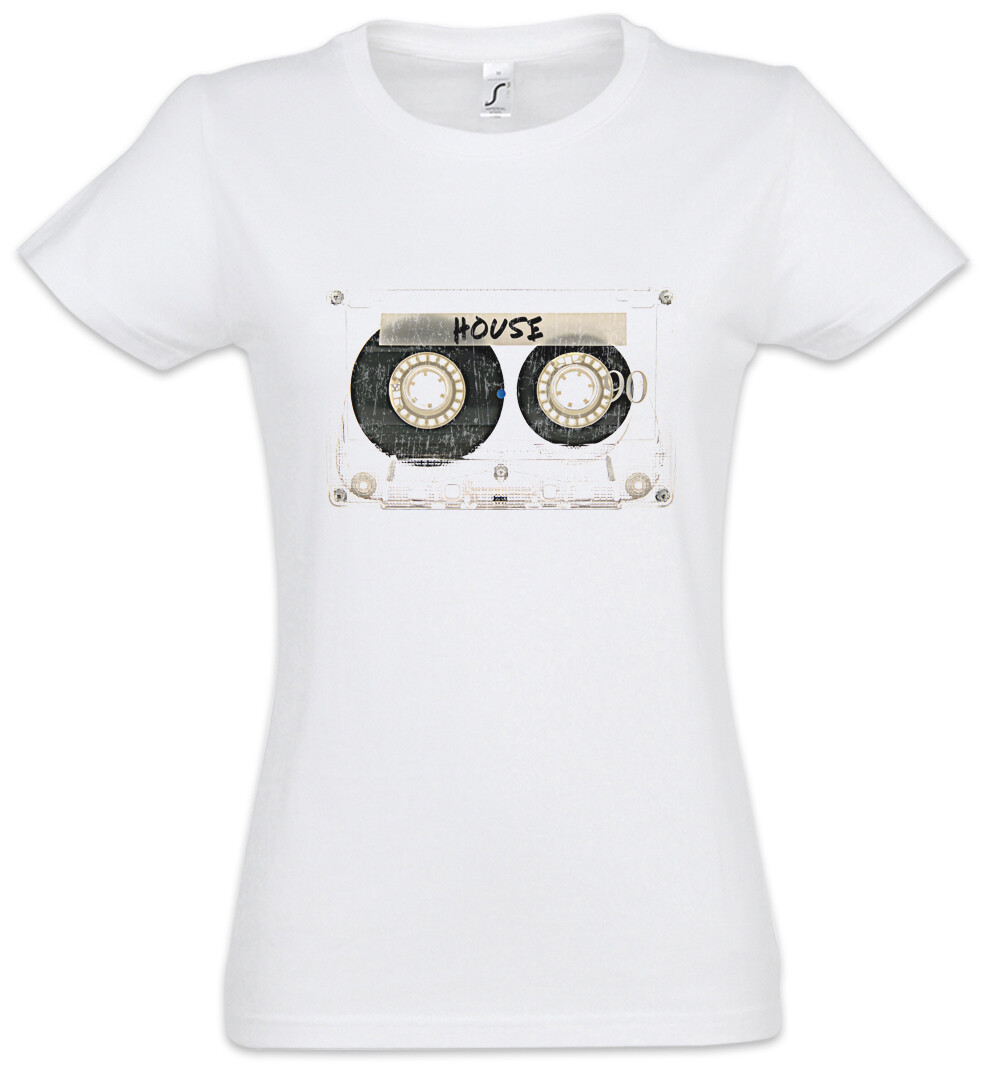 Tape House Women T-Shirt Cassette Techno MC DJ Audio Wave Electro Synthesizer