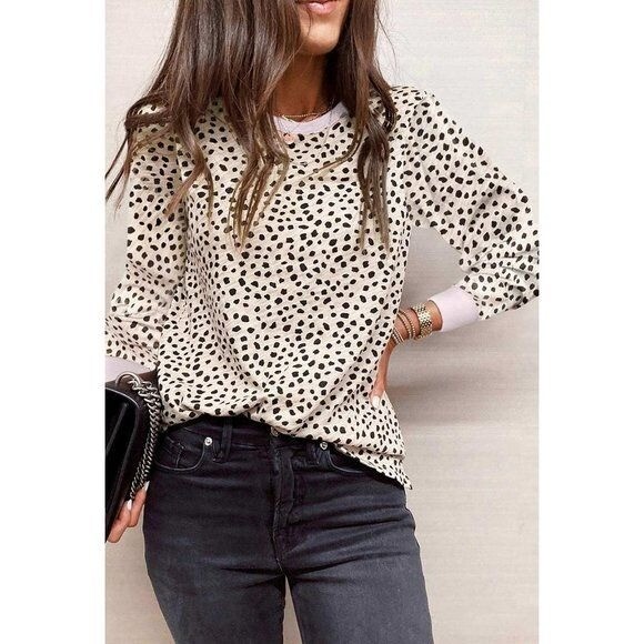 Animal Spotted Print Round Neck Long Sleeve Top X LARGE (4411)