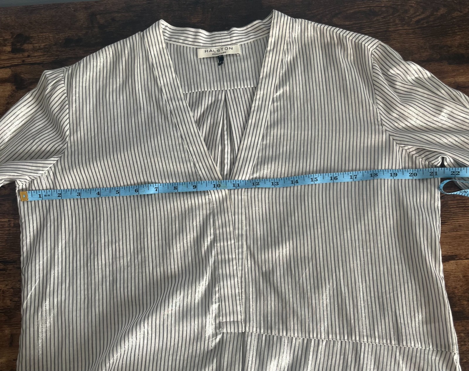 Halston Heritage Striped Cotton Tunic Blouse Size M Excellent Condition
