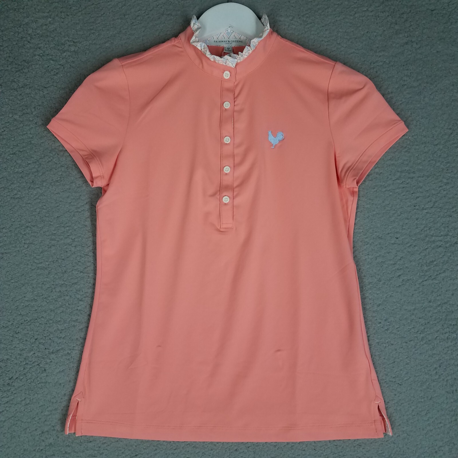 NEW Fairway & Greene Polo Shirt Women’s XS Peach Golf Performance Ruffle Mock